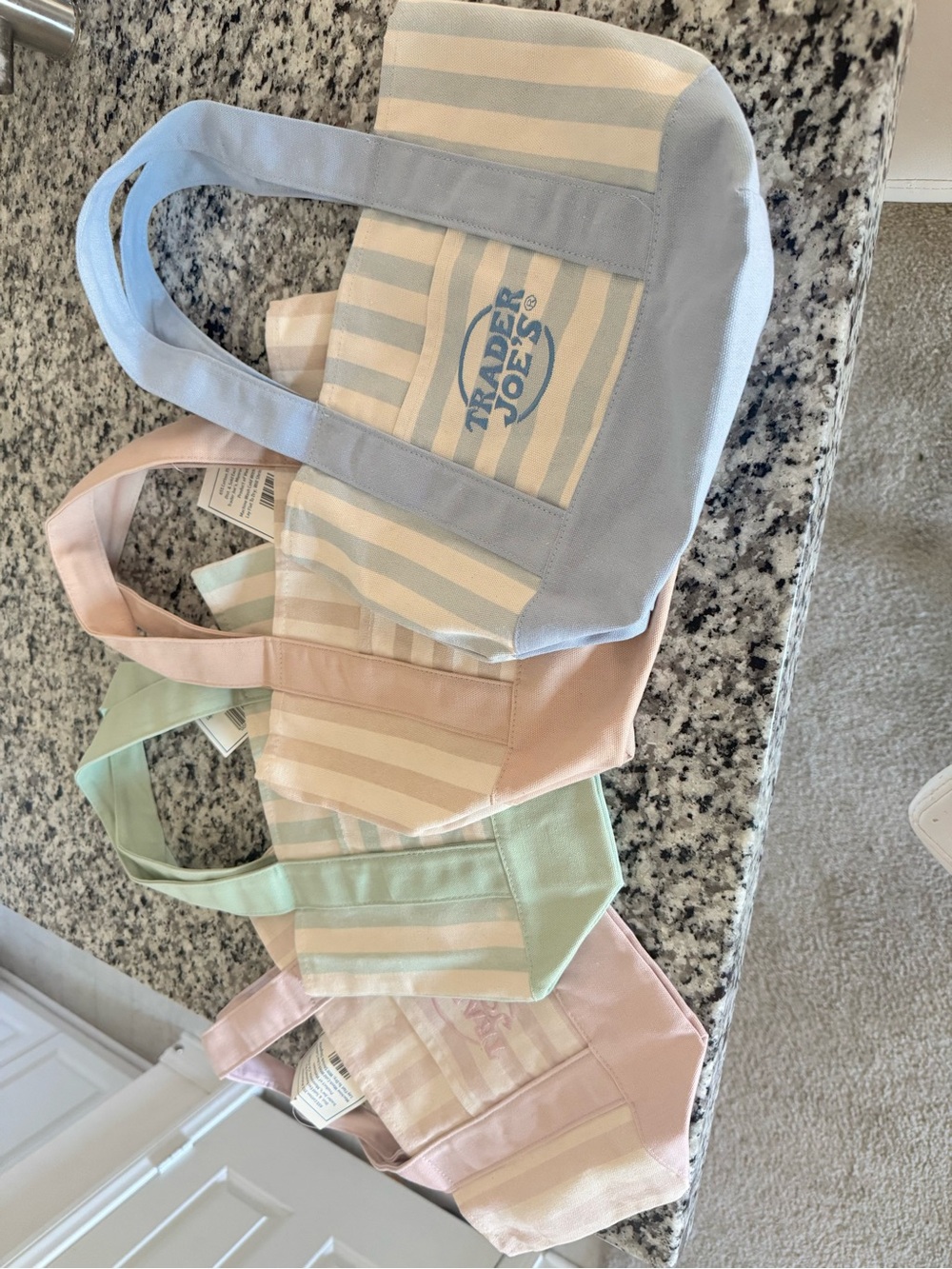 Boudle 4 Trader Joe’s Pastel Stripe Canvas Mini Tote Bag